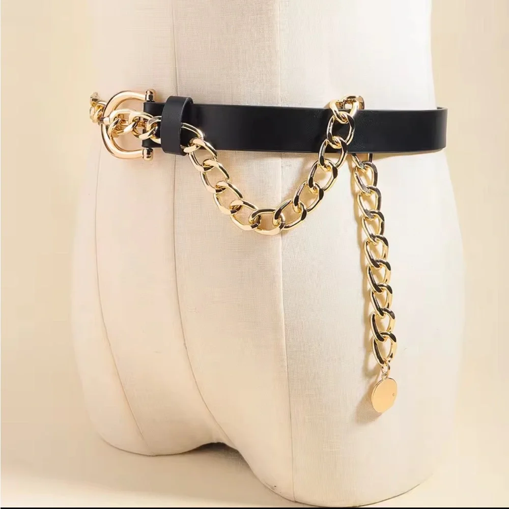 NWT - Chain BELT - Black & Gold - Adjustable - Stylish - Luxury - Business - Picture 2 of 7
